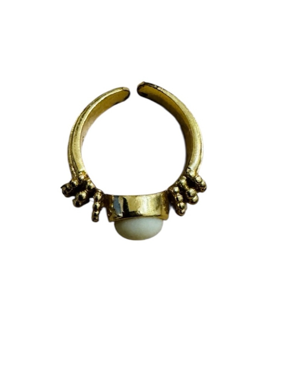 Sezane Gold Ring with White Center Stone - Women's Fashion Jewelry